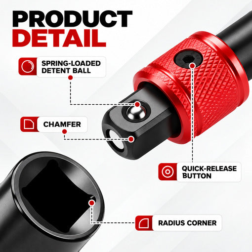 1/2" Drive Quick Release Locking Impact Socket Extension Set