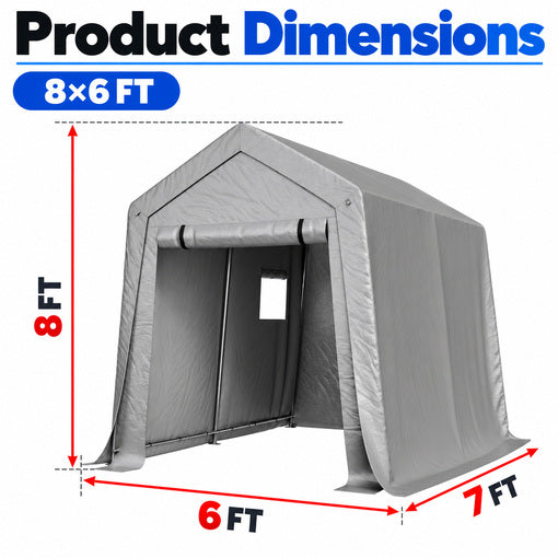 6x8x7 FT Tractor/Mower Heavy-Duty Portable Outdoor Storage Shed Tent
