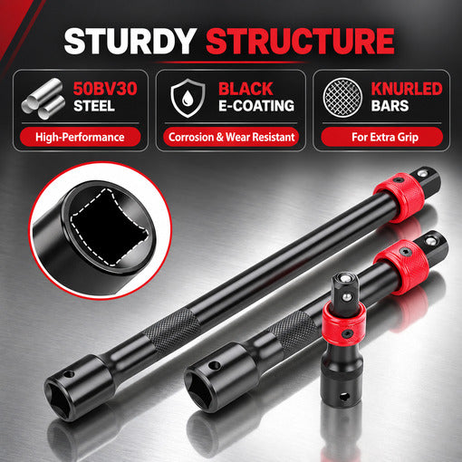 1/2" Drive Quick Release Locking Impact Socket Extension Set