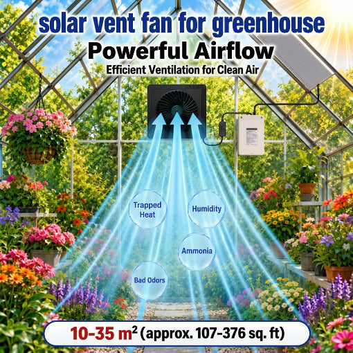 25W Solar-Powered Ventilation Fan Kit with 4000mAh Battery Backup
