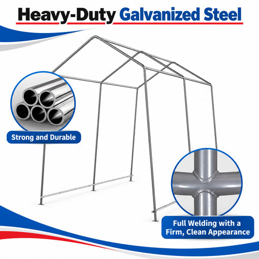 6x8x7 FT Tractor/Mower Heavy-Duty Portable Outdoor Storage Shed Tent