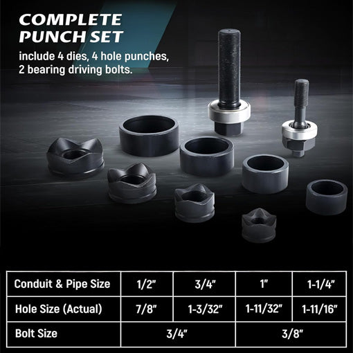 Manual Ratcheting Knockout Hole Punch Driver Kit