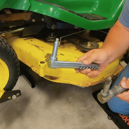Front and Rear Mower Deck Gage Wheel Arm