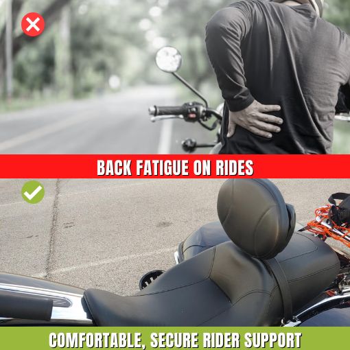 Adjustable Plug-in Driver Rider Backrest Kit for Harley