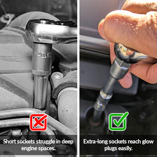 Universal Joint Extra Long Glow Plug Socket Set