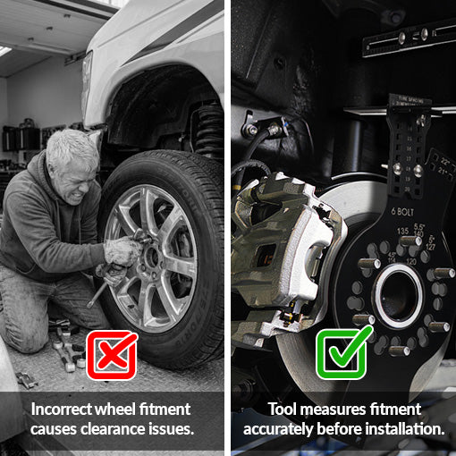 Wheel Fitment Tool with Tire Size Attachment