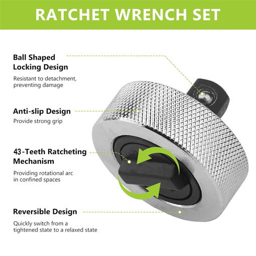 3PCS Reversible Thumbwheel Ratchet Wrench Set