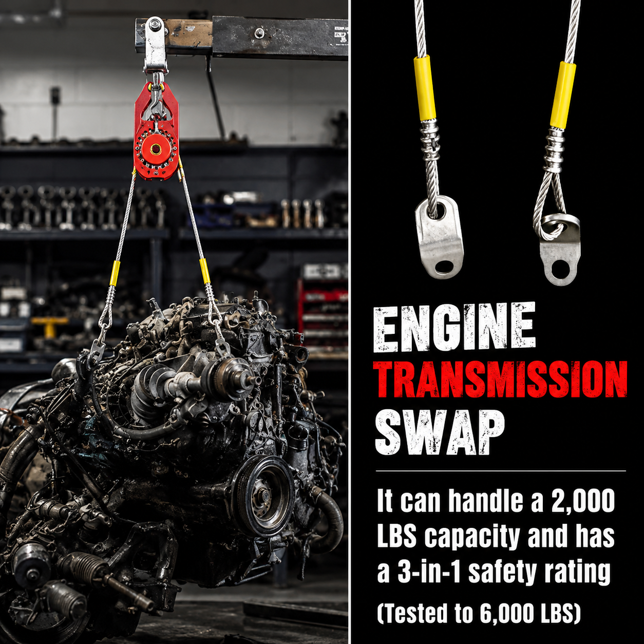 Chainless Hoist Sling for Engine & Transmission Swaps