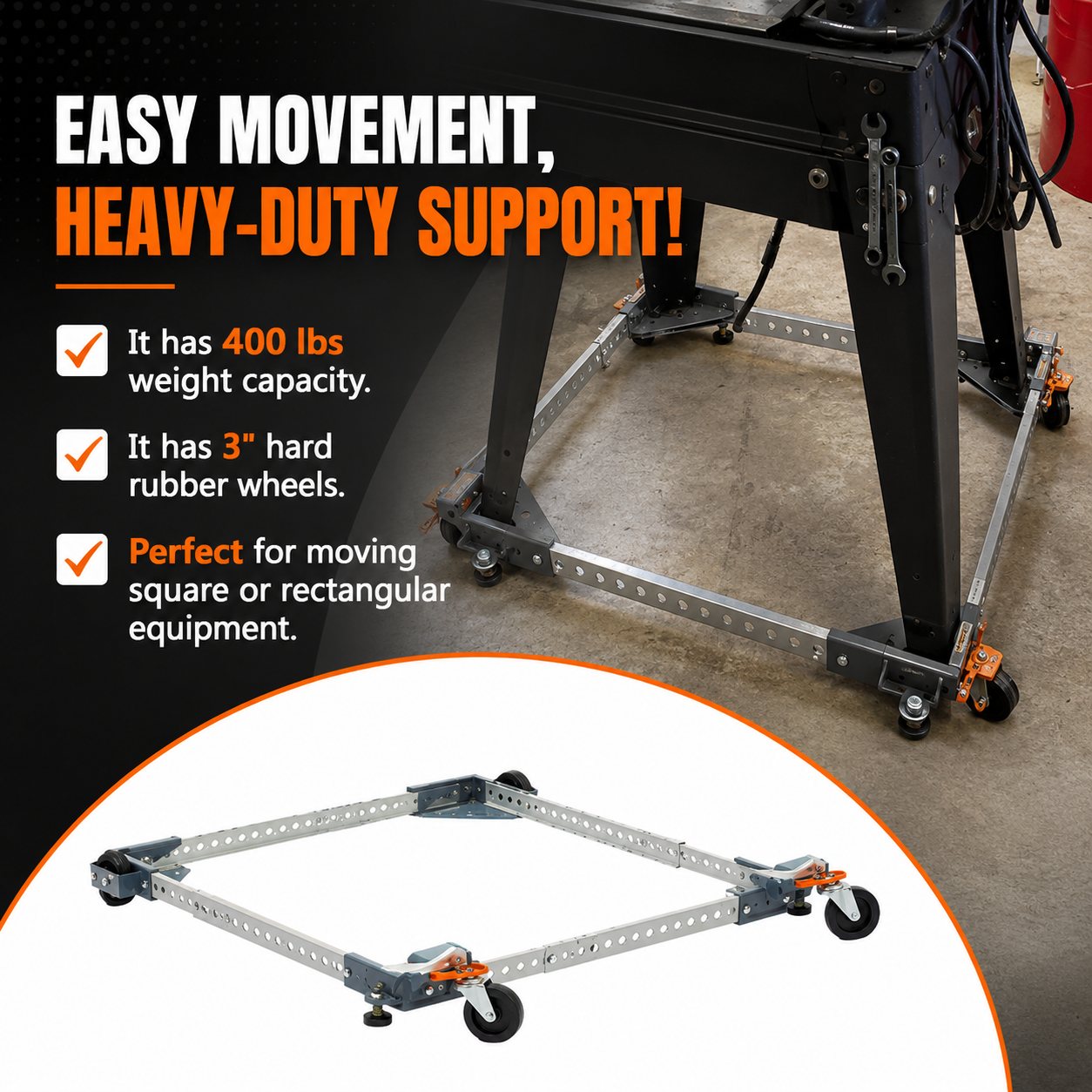 Universal Low Profile Adjustable Mobile Base