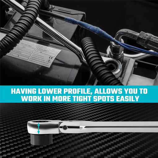 Extra Long Flex Head Ratchet Wrench