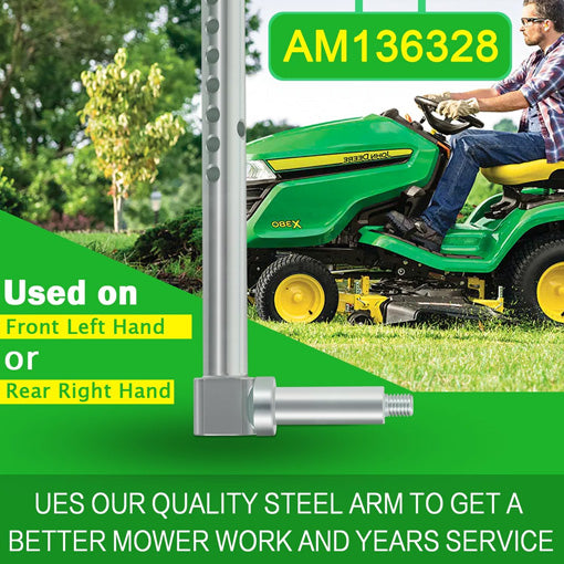 Front and Rear Mower Deck Gage Wheel Arm