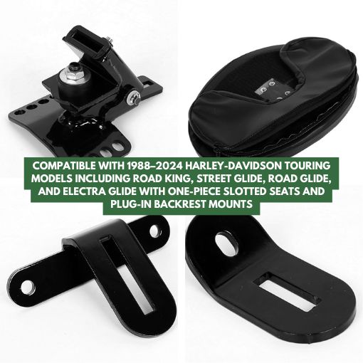 Adjustable Plug-in Driver Rider Backrest Kit for Harley