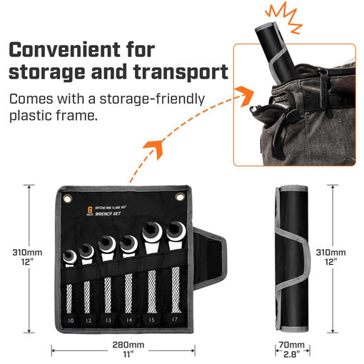 Ratcheting Open-end Brake Line Wrench Set
