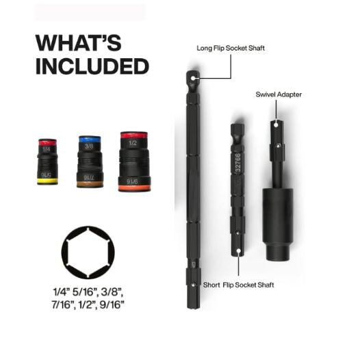 Impact Flip Socket Set with Swivel Adapter