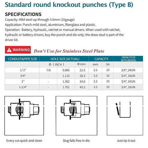 Manual Ratcheting Knockout Hole Punch Driver Kit