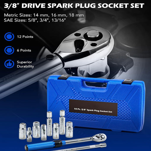 Magnetic Swivel Spark Plug Socket Set with Torque Wrench