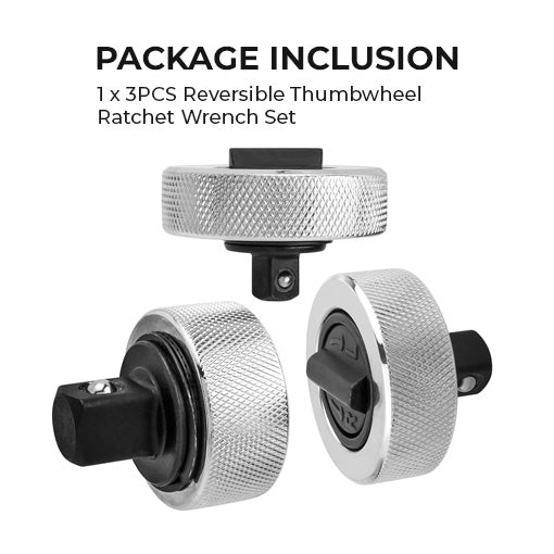 3PCS Reversible Thumbwheel Ratchet Wrench Set