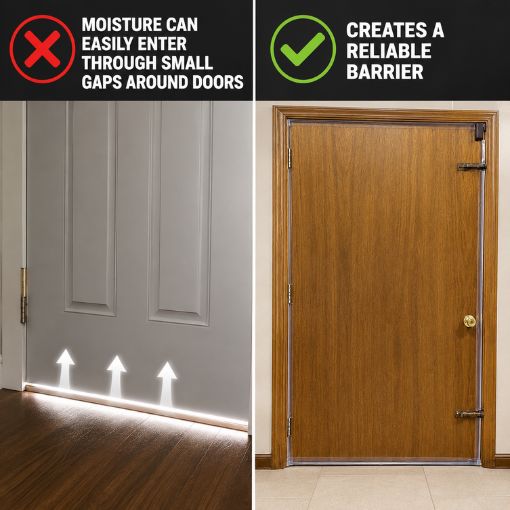 Anti-Draft Adhesive and Flexible Flap to Seal Gaps