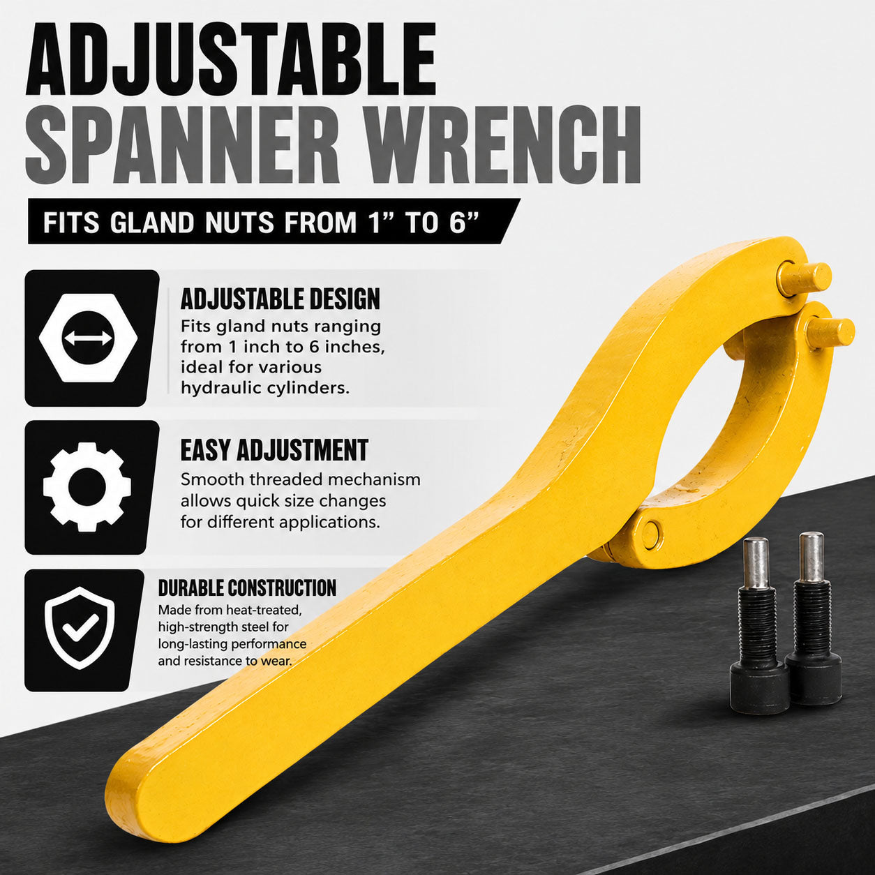 Heavy-Duty Hydraulic Cylinder Spanner Wrench