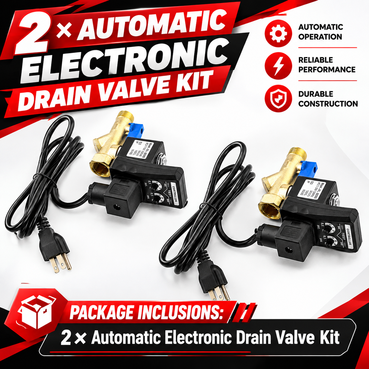 2-Pack Automatic Electronic Drain Valve Kit