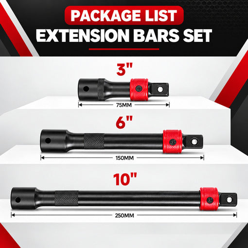1/2" Drive Quick Release Locking Impact Socket Extension Set