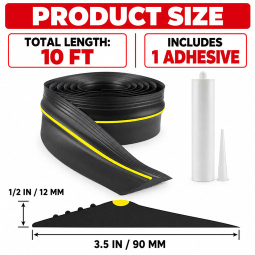 10 FT Universal Garage Door Bottom Threshold Seal Rubber Strip with Adhesives
