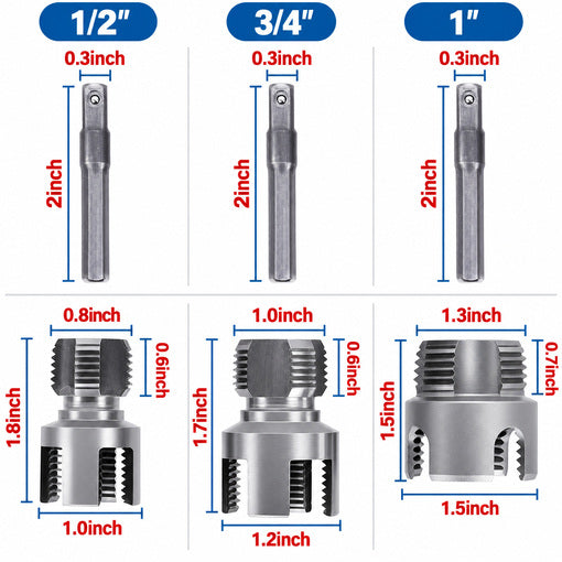 3PCS Dual-Function PVC Pipe Threading Tool