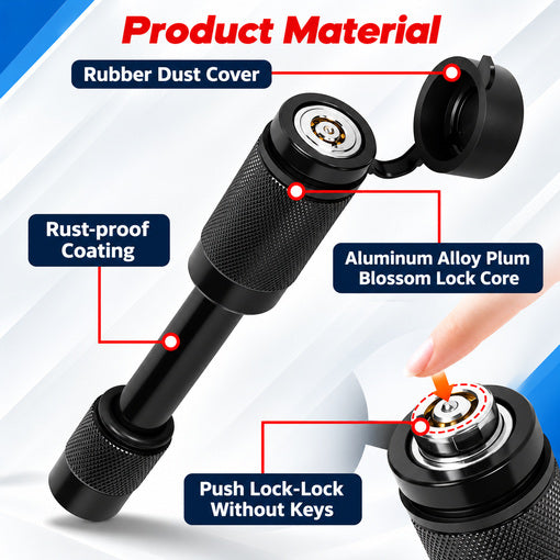 2'' Anti-Rattle Hitch Clamp & 5/8" Receiver Pin Lock & Silencer Pad