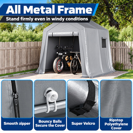 6x8x7 FT Tractor/Mower Heavy-Duty Portable Outdoor Storage Shed Tent
