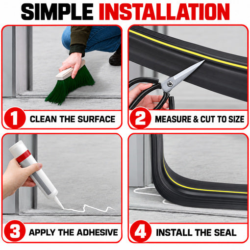 10 FT Universal Garage Door Bottom Threshold Seal Rubber Strip with Adhesives