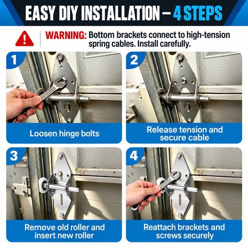 Garage Door Roller/Hinge/Top Bracket/Wire Rope Replacement Kit