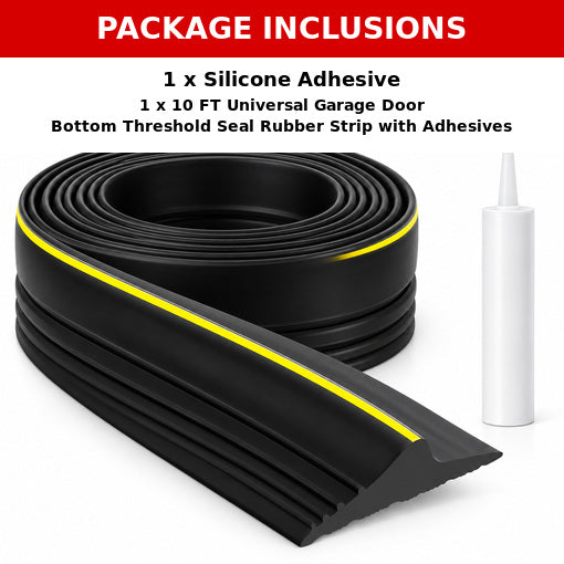 10 FT Universal Garage Door Bottom Threshold Seal Rubber Strip with Adhesives