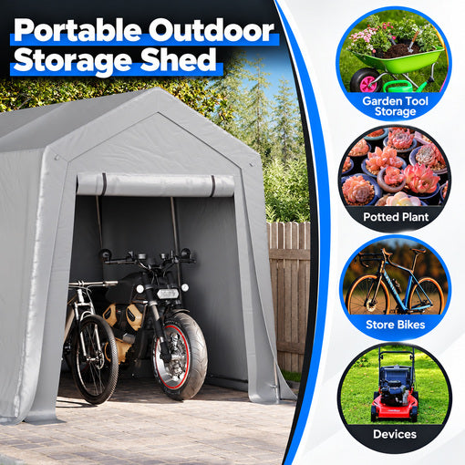 6x8x7 FT Tractor/Mower Heavy-Duty Portable Outdoor Storage Shed Tent
