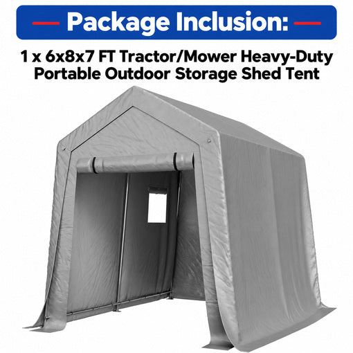 6x8x7 FT Tractor/Mower Heavy-Duty Portable Outdoor Storage Shed Tent