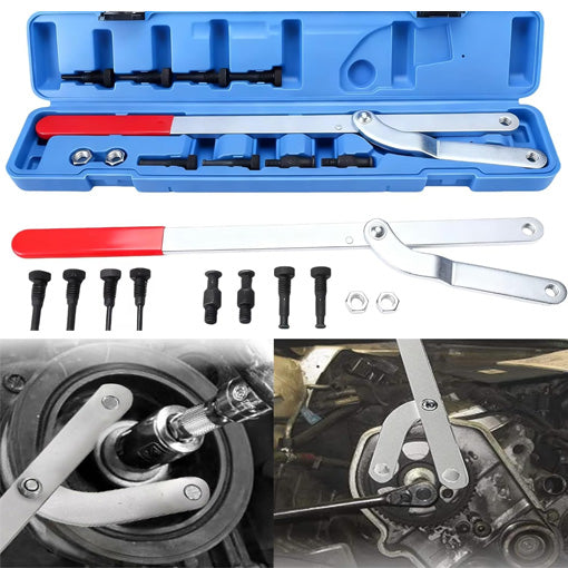 Universal Pulley Holder Wrench with Interchangeable Pins