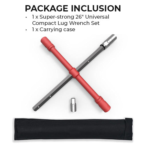 Super-strong 26" Universal Compact Lug Wrench Set