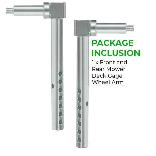 Front and Rear Mower Deck Gage Wheel Arm
