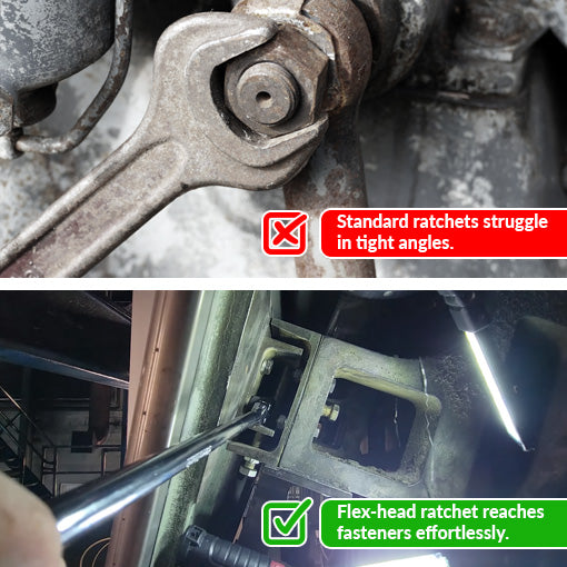 Extra Long Flex Head Ratchet Wrench