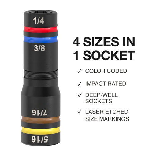 Heavy Duty Quad Socket Impact Flip Socket Set