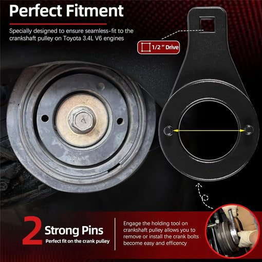 Harmonic Damper Pulley Holding Tool for Toyota 3.4L V6 Engines