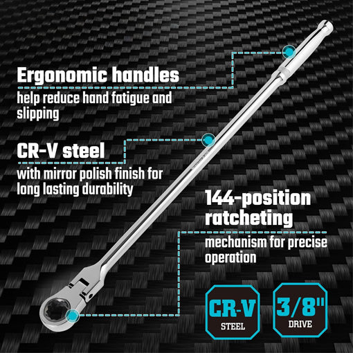 Extra Long Flex Head Ratchet Wrench