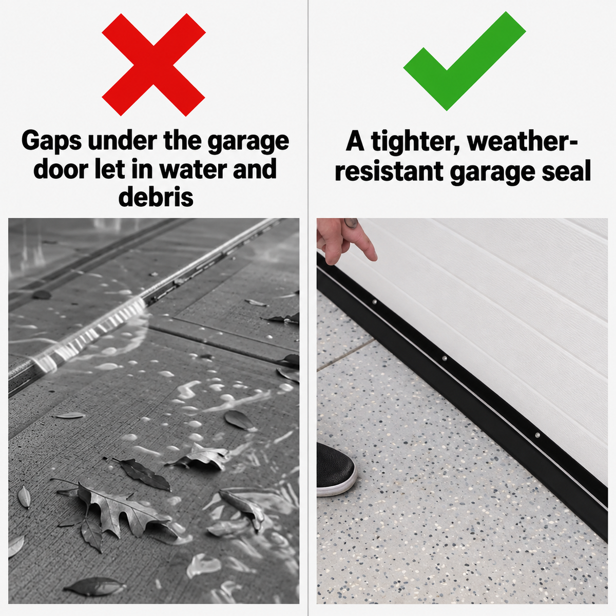 10 FT Universal Garage Door Bottom Threshold Seal Rubber Strip with Adhesives