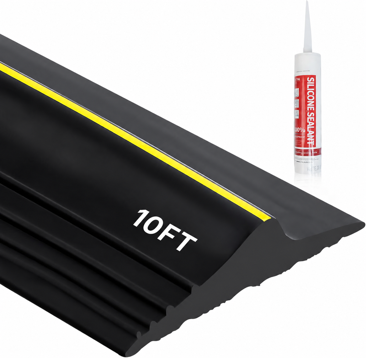 10 FT Universal Garage Door Bottom Threshold Seal Rubber Strip with Adhesives