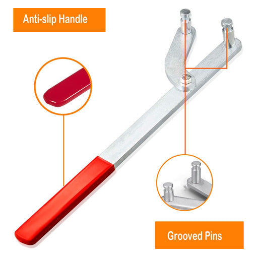 Universal Pulley Holder Wrench with Interchangeable Pins