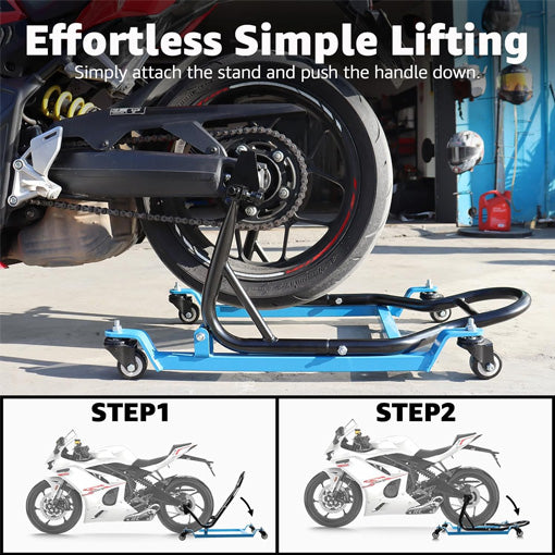 Motorcycle Rear Lift Stand with 4 Movable Wheels