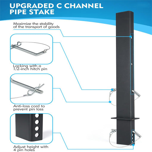 Heavy-Duty Adjustable C Channel Pipe Stake For Trailer