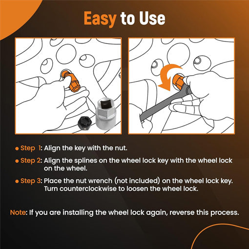 Anti-Theft Wheel Locking Bolt Nut Key Kit