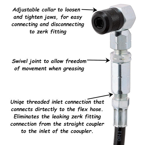 90-Degree Grease Gun Swivel Coupler