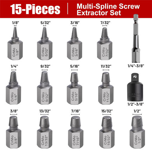 Easy Out Broken Head Bolt Screw Cap Extractor Kit