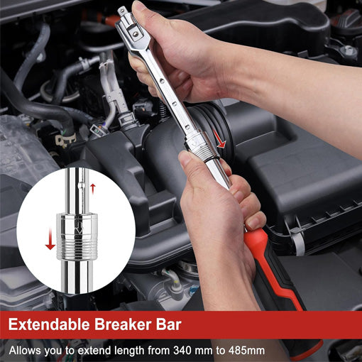 Dual Head 5-Gear Extendable Breaker Bar